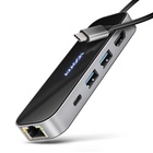 Концентратор AXAGON USB-C to 2xUSB-A + 1xUSB-C + HDMI + RJ45 + PD100W 0.2m grey (HMC-6GLN) U1124561