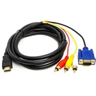 Кабель мультимедийный HDMI to VGA / 3*RCA 1.0m 1080p PowerPlant (CA912018) U0421785