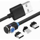 Дата кабель USB 2.0 AM to Lightning + Micro 5P + Type-C 1.0m Magneto gam XoKo (SC-370MGNT-BK) U0454510