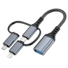 Перехідник OTG USB 3.0 AF to USB-C + Micro 5P + Lightning 0.11m 60W XoKo (XK-AC-155) U1091574
